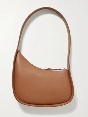 THE ROW HALF MOON BAG ACORN BROWN SMOOTH CALFSKIN LEATHER MINI PURSE